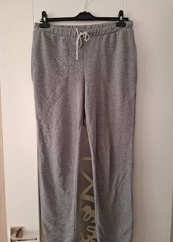 Gri Bol Kesim Kadın Keten Eşofman - Görsel 2