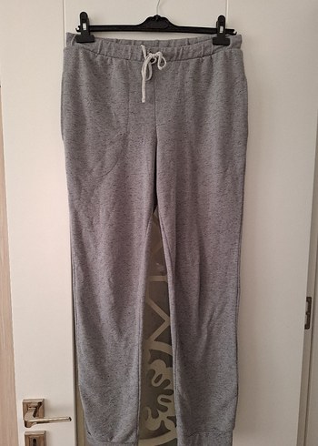 Gri Bol Kesim Kadın Keten Eşofman - Görsel 3