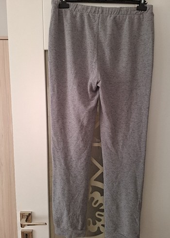 Gri Bol Kesim Kadın Keten Eşofman - Görsel 4