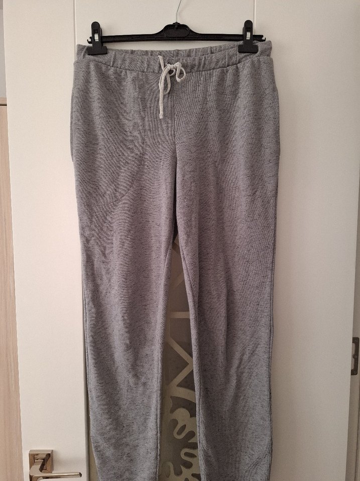 Gri Bol Kesim Kadın Keten Eşofman - Görsel 2