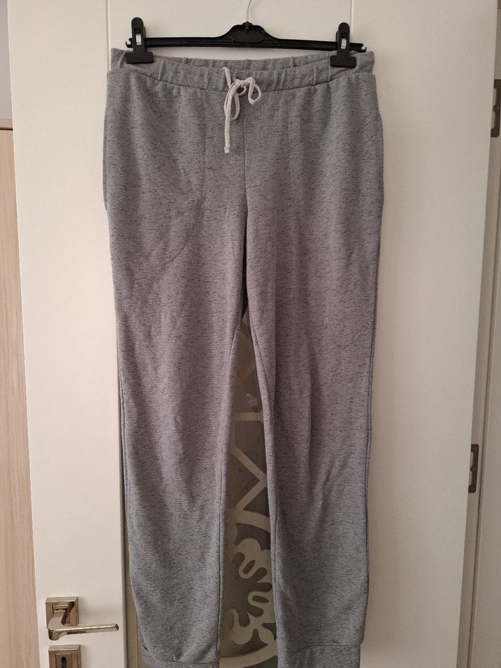 Gri Bol Kesim Kadın Keten Eşofman - Görsel 3