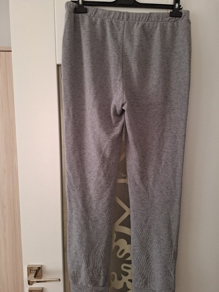 Gri Bol Kesim Kadın Keten Eşofman - Görsel 5