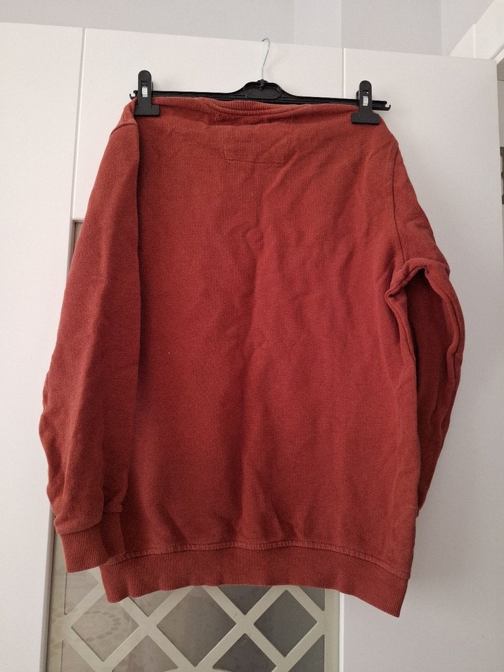 Kırmızı Kadın Sweatshirt, Yuvarlak Yaka, Salaş Kesim - Görsel 3