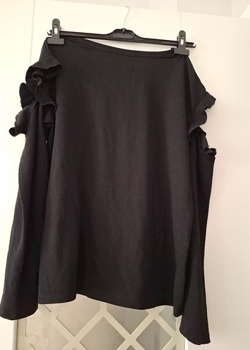 Siyah Fırfırlı Uzun Kollu Bluz - Görsel 4