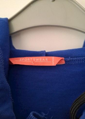 Kapüşonlu, Kuşaklı Mavi Sweatshirt - Görsel 4