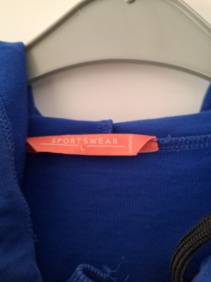 Kapüşonlu, Kuşaklı Mavi Sweatshirt - Görsel 4