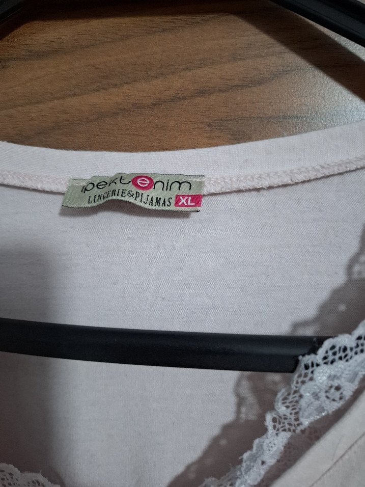 Bağcıklı Yıldız Desenli Gri Beyaz Pijama Takımı - Görsel 3