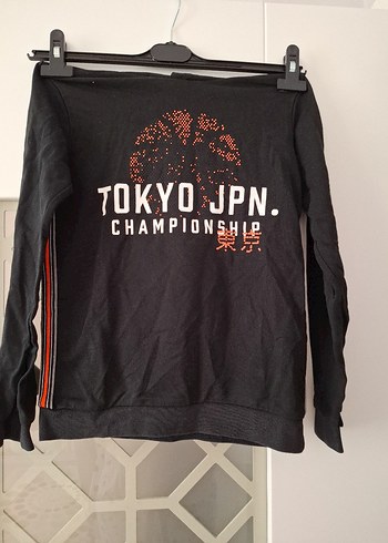 Zincir Detaylı Siyah Baskılı Sweatshirt - Görsel 2