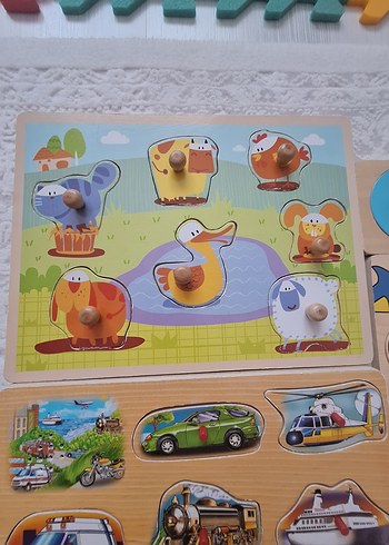 Çocuklar için Ahşap Hayvan ve Araç Bulmaca Puzzle