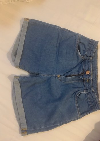 Düğmeli Mavi 13-14yaş Denim Mini Şort