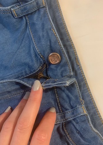 diğer Beden Düğmeli Mavi 13-14yaş Denim Mini Şort