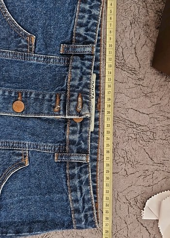 Düğmeli Koyu Mavi Denim Mini Etek - Görsel 3