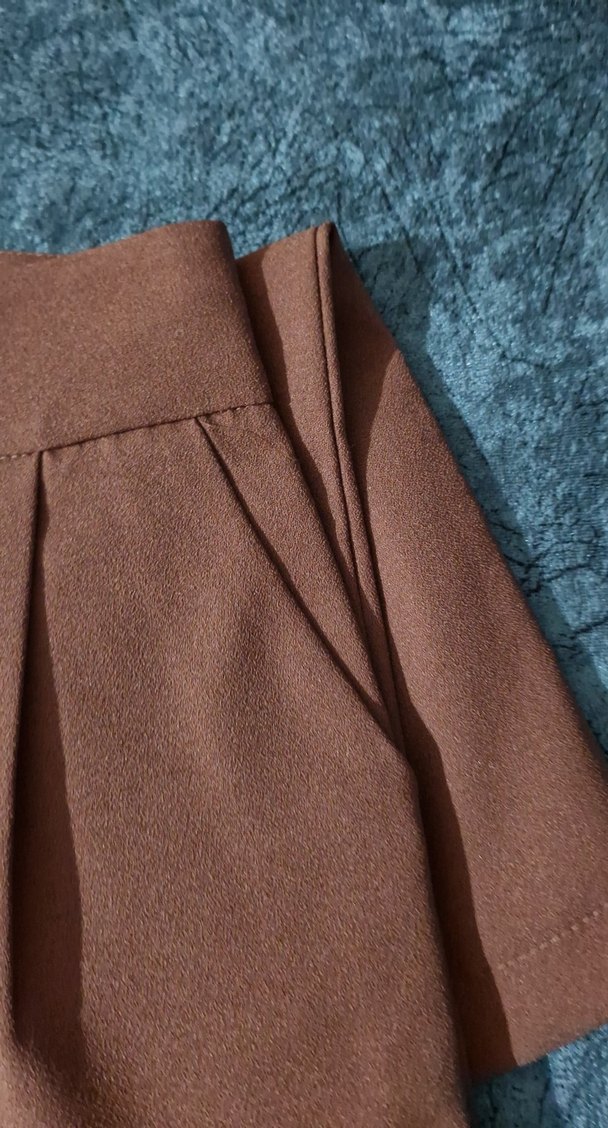 Kahverengi Rahat Kesim Kadın Kumaş Pantolon - Görsel 3