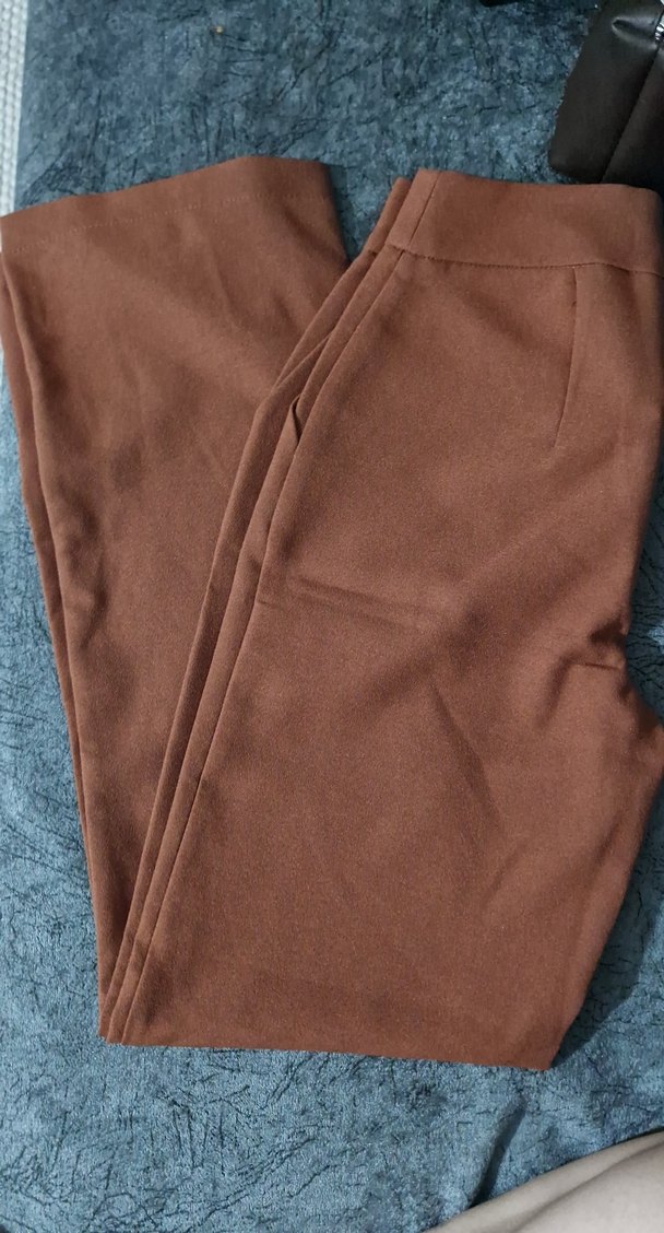 Kahverengi Rahat Kesim Kadın Kumaş Pantolon - Görsel 2