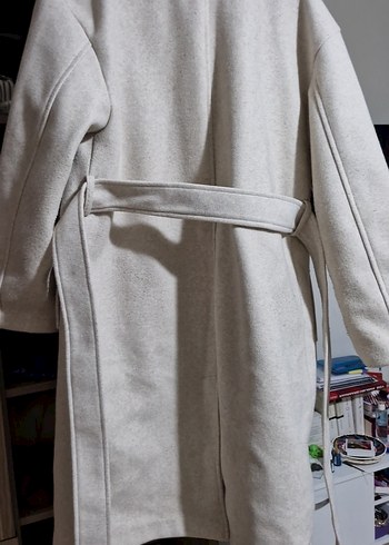 Bej Midi Kadın Kemerli Kaban - Görsel 5