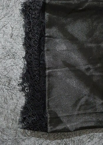 Kadın Siyah Midi Saten Etek - Görsel 2