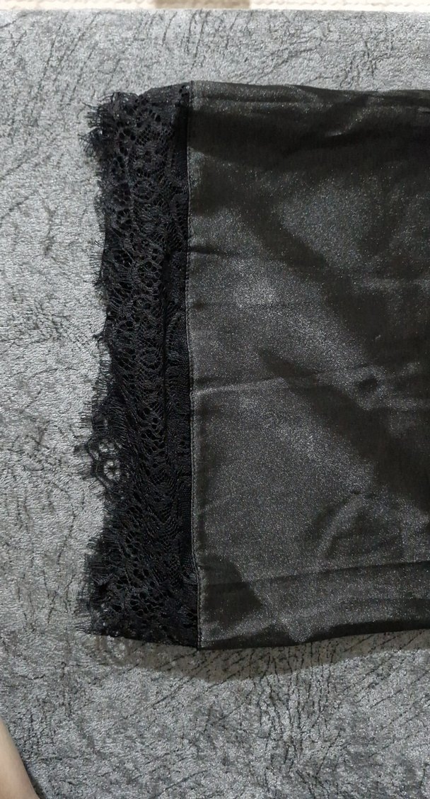 Kadın Siyah Midi Saten Etek - Görsel 2