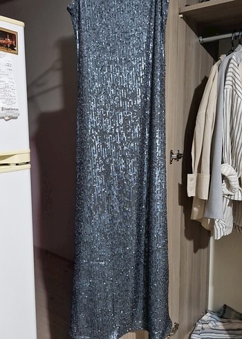 Gri Uzun Gece Elbisesi - Görsel 2