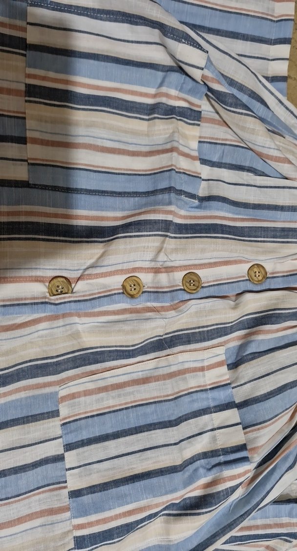 Çizgili, Düğmeli Midi Elbise - Görsel 3