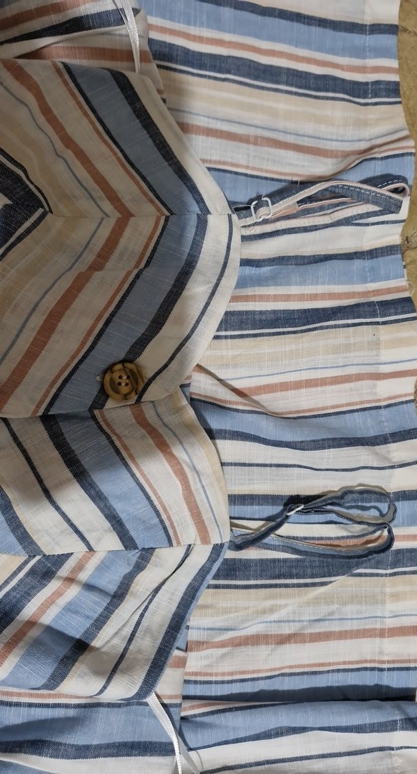 Çizgili, Düğmeli Midi Elbise - Görsel 4