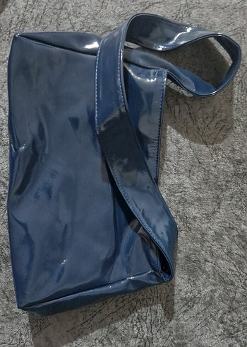 Kadın Lacivert Deri Çıtçıtlı Omuz Çantası - Görsel 2