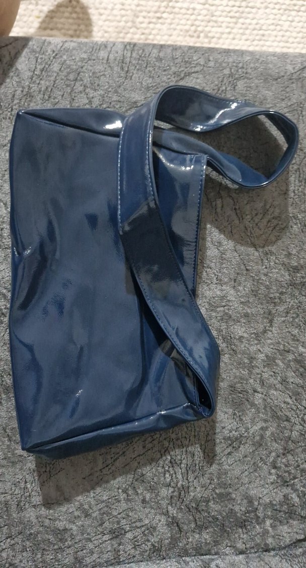 Kadın Lacivert Deri Çıtçıtlı Omuz Çantası - Görsel 2