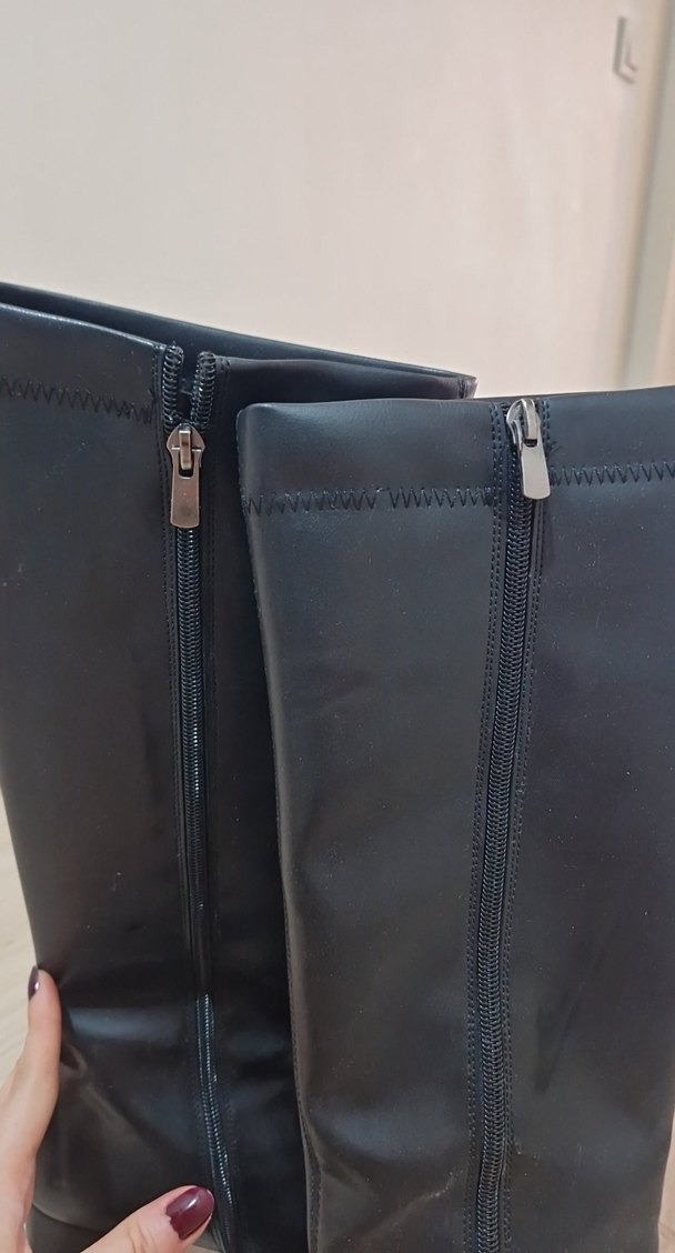 Kadın Siyah Deri Dizüstü Stiletto Çizme - Görsel 4