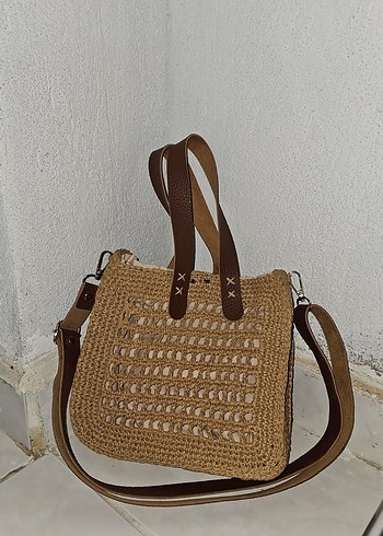 Kahverengi Örgü Kadın Çanta - Görsel 2