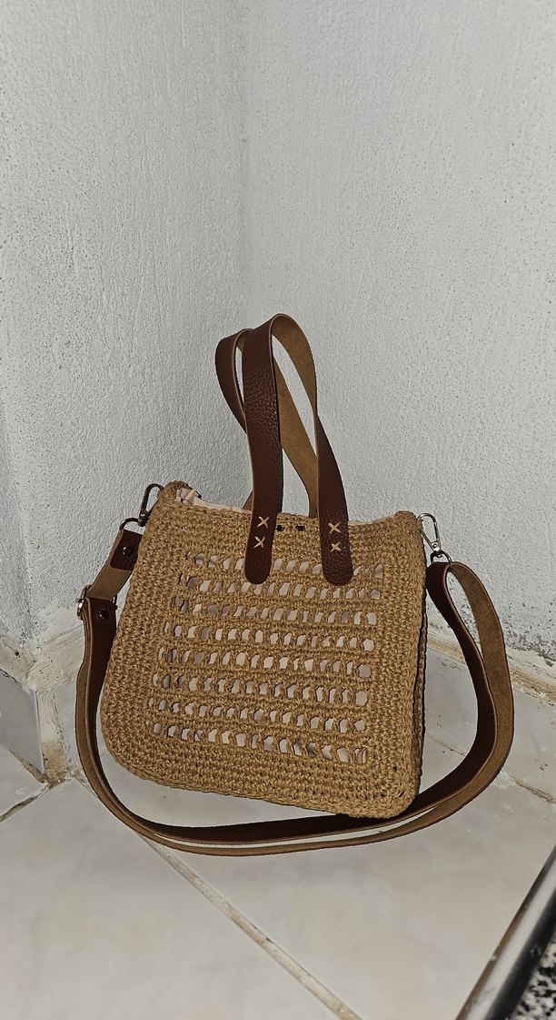 Kahverengi Örgü Kadın Çanta - Görsel 2