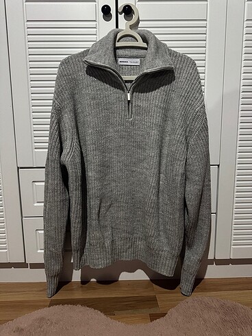 Bershka bershka balıkçı yaka fermuarlı kazak sweetshirt