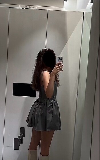 xs Beden gri Renk zara viral korse elbise