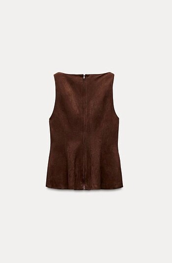 Zara zara yakalı suni süet bluz crop top