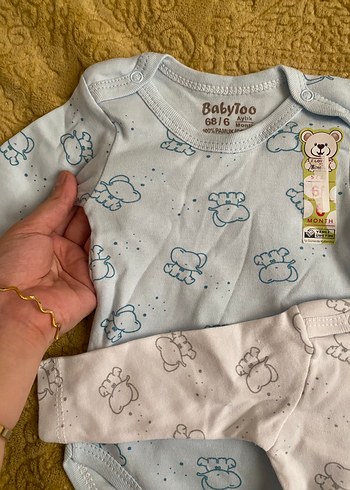 Uzun Kollu Bebek Body Seti, Pamuk, Düğmeli - Görsel 5