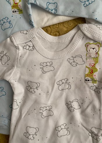 Uzun Kollu Bebek Body Seti, Pamuk, Düğmeli - Görsel 3