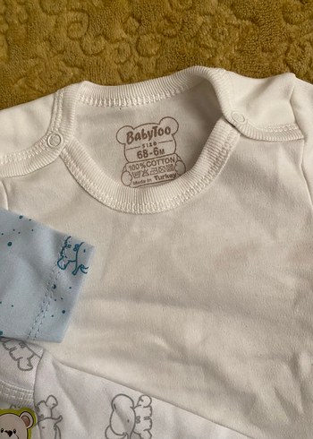 Uzun Kollu Bebek Body Seti, Pamuk, Düğmeli - Görsel 4