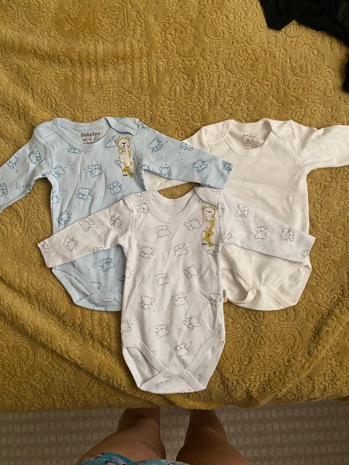 Uzun Kollu Bebek Body Seti, Pamuk, Düğmeli - Görsel 2