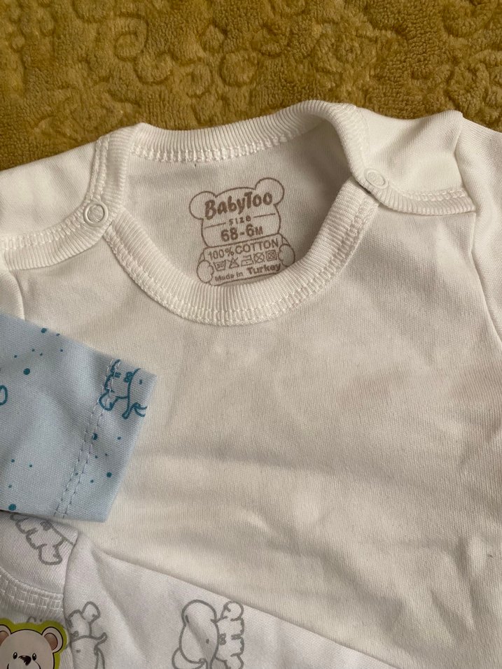 Uzun Kollu Bebek Body Seti, Pamuk, Düğmeli - Görsel 4