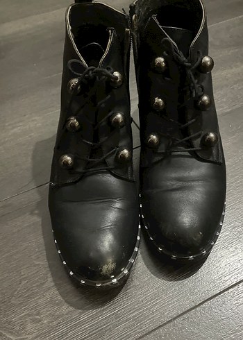 Siyah Deri Goth Kadın Botları - Görsel 5