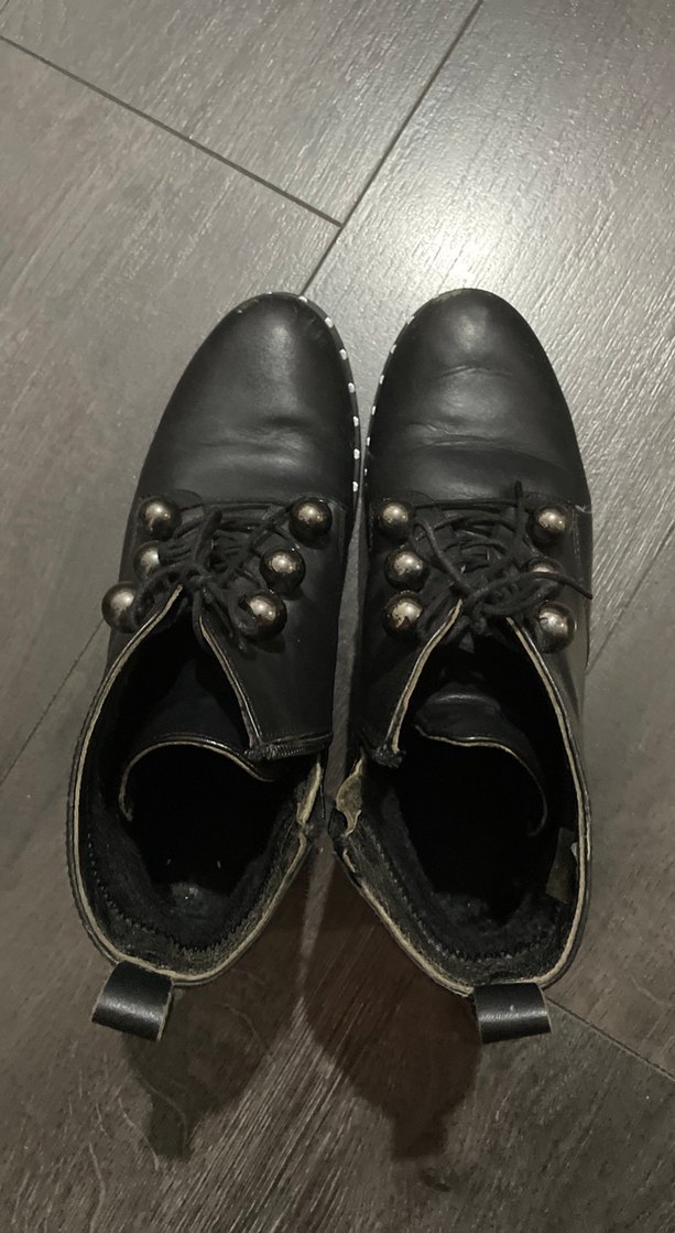 Siyah Deri Goth Kadın Botları - Görsel 3