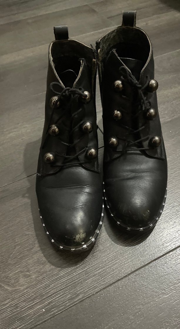 Siyah Deri Goth Kadın Botları - Görsel 5
