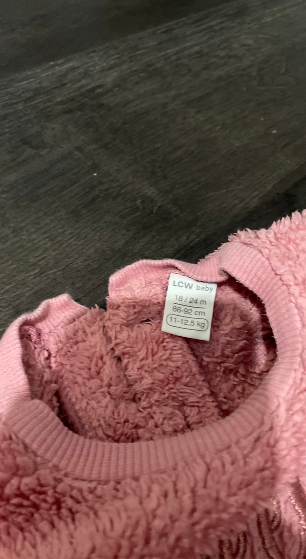 Kız Çocuk Pembe Peluş Sweatshirt - Görsel 2