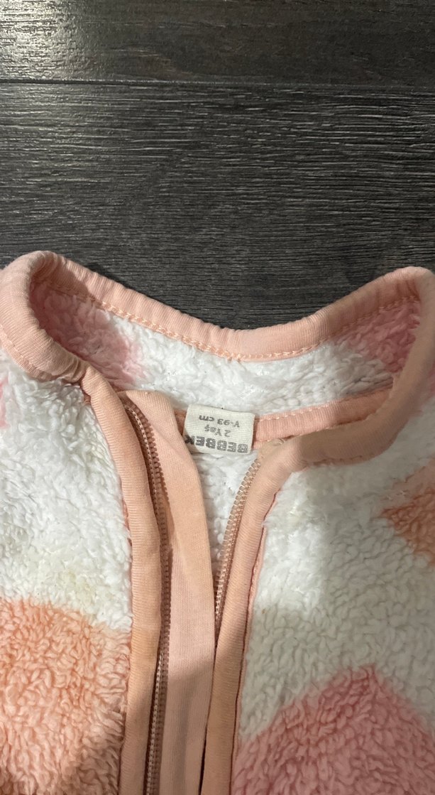 Kız Çocuk Peluş Kalp Desenli Ceket - Görsel 2