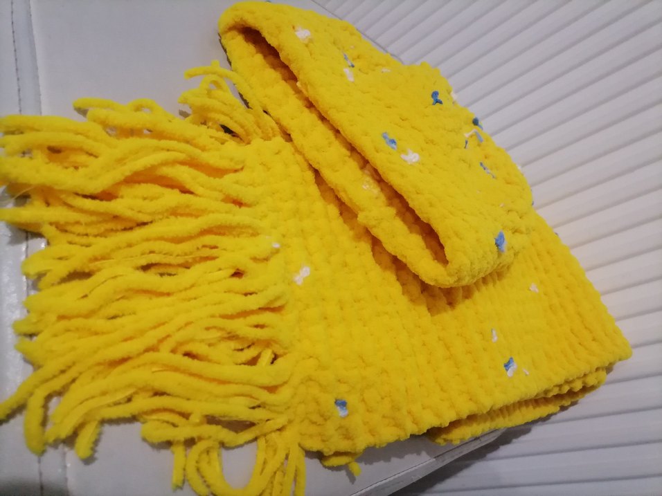 Kadife el Örgüsü Çocuk Bere ve Atkı Seti - Görsel 3