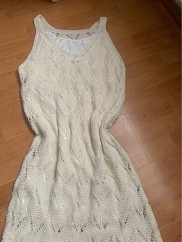 KADIN TRİKO ASTARLI BEJ ELBİSE - Görsel 5