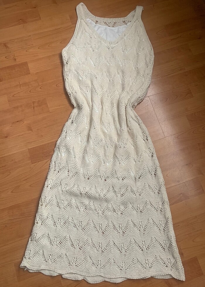 KADIN TRİKO ASTARLI BEJ ELBİSE - Görsel 3