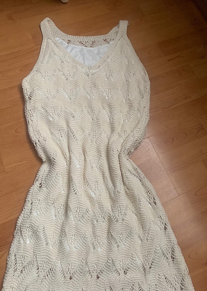 KADIN TRİKO ASTARLI BEJ ELBİSE - Görsel 5