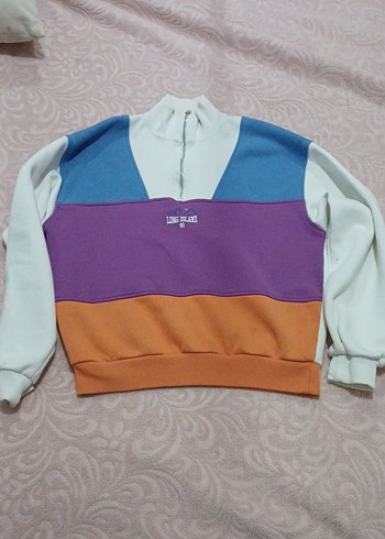 xs Beden Renkli Mini Fermuarlı Kadın Sweatshirt