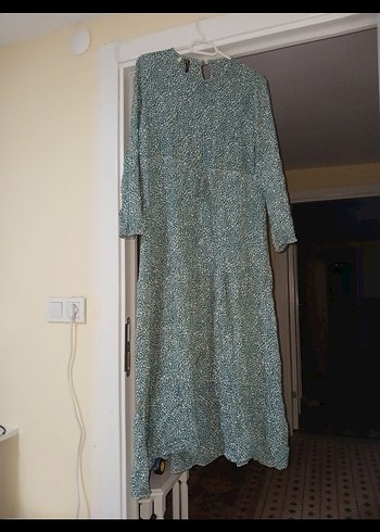 Uzun Turkuaz Keten Elbise, Bohem Stil