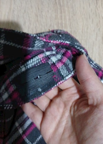 Kareli Düğmeli Kız Şortu - Pembe - Görsel 4