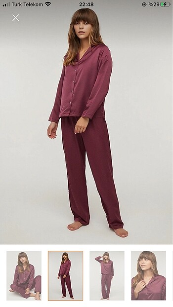 Penti Saten pijama takımı mürdüm renginde